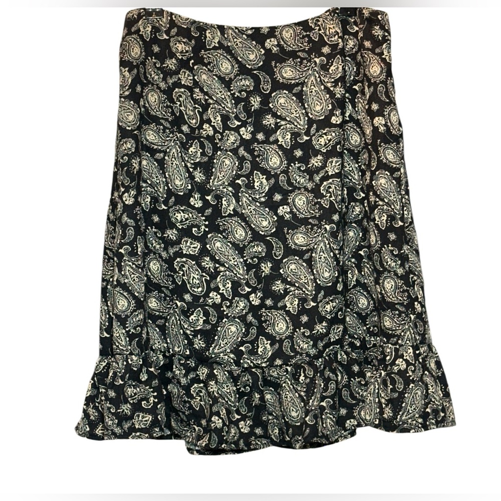 Chic Black Paisley A-Line Skirt
